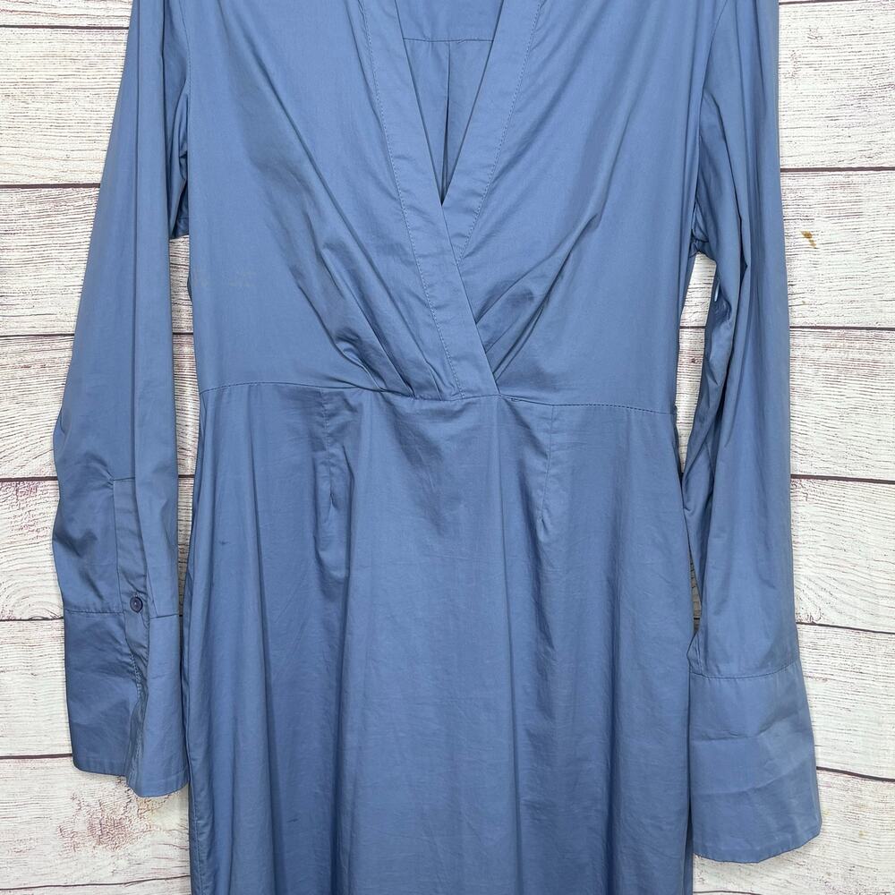 Suboo Blue Classic Office Long Sleeve Midi Collared Neckline Dress Size Large - Picture 7 of 10